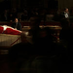 The body of Pope John Paul II lies in state in the Saint Peter’s Basilica at the Vatican.